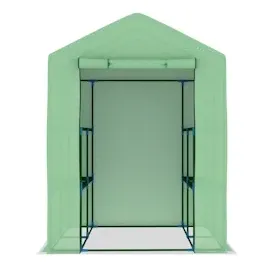 vidaXL Gewächshaus mit Ablagen Stahl 143x143x195 cm