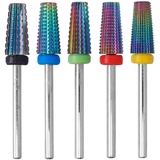 Bestgle nagelfräser bits 5 stück wolframlegierung nagelfräser schleifköpfe hartmetall bits regenbogen nagelfräser aufsätze bits entfernen gel acryl nagelhaut bits für nagelfräser für maniküre pediküre