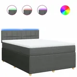 vidaXL Boxspringbett mit Matratze Dunkelgrau 140x200 cm Stoff