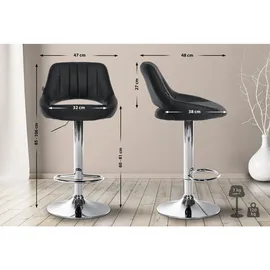deluke Barhocker Schwarz Metall, 47x85x48 cm, Esszimmer, Barmöbel, Barhocker