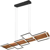 TRIO Leuchten LED Pendelleuchte Harper, Dimmfunktion, mehrere Helligkeitsstufen, LED fest integriert, Warmweiß, Hängelampe aus Holz und Metall, höhenverstellbar, LED mit 3 Dimmstufen schwarz