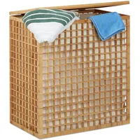 Relaxdays Wäschekorb Bamboo 48 L,