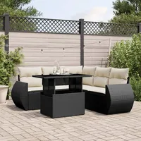 Gecheer 6-TLG. Gartenlounge Set Rattan, Balkonlounge, Terrassen Sofa Wetterfest, Loungemöbel Outdoor, Lounge Sofa Gartenmöbel, Polyrattan Gartensofa Lounge, Kissen, Poly Rattan