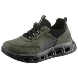 Slip-On Sneaker RIEKER, Damen, Gr. 38, grün (grün, schwarz), Textil, Lederimitat, sportlich, Schuhe Sneaker, zum Schlupfen
