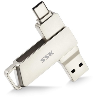 SSK USB C-Disk 64GB Speicher bis zu 200 MB/s Dual-Laufwerk Typ C + USB 3.2 Jump Flash Drive-Speicherstick Kompatibel mit Thunderbolt 3 für Android Phone, MacBook/Pro/Air und mehr