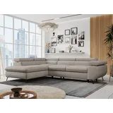 MKS Meble Ecksofa Sofa Beige, Wohnlandschaft L-Form mit Schlaffunktion und Bettkasten, Schlafsofa mit Bettkasten, Sofa mit Einstellbare Kopfstützen, Peter L... - Beige