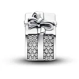 Pandora Moments Funkelndes Geschenkbox Charm aus Sterling Silber mit Zirkonia, Kompatibel Moments Armbänder, 793603C01