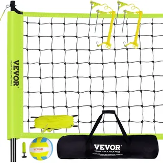 Vevor Volleyballnetz Höhenverstellbar Volleyballnetz Set, Tragbarer Beachvolleyball-Netz, Outdoor Volleyballnetz Faltbare Volleyballnetz mit Volle...