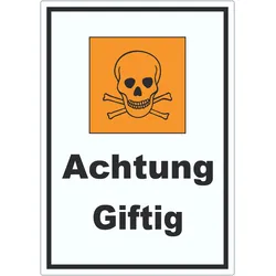 Aufkleber Gefahrensymbol Achtung giftig Totenkopf A4 (210x297mm)