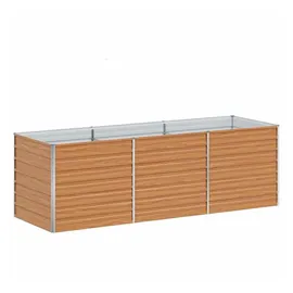 vidaXL Garten-Hochbeet verzinkter Stahl rechteckig 240 x 80 x 77 cm hellbraun