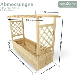 holz4home Pflanzkasten 128 x 103 x 44 cm Natur