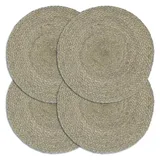 vidaXL Tischsets 4 Stk. Grau 38 cm Rund Jute