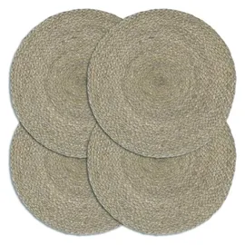 vidaXL Tischsets 4 Stk. Grau 38 cm Rund Jute