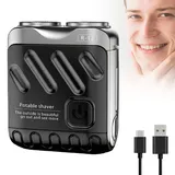 Rasierer Herren Elektrisch, 2024 Neuest Tragbarer Elektrischer, IPX7 Wasserdichter USB Mini Rasierer 6D Flexibler Mini Rasierer Herren Elektrorasierer Herren für Nass und Trockenrasierer (Schwarz)