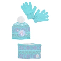 Disney Frozen Bommelmütze Mädchen Kinder Winter-Set 3 tlg. Mütze, Schal & Handschuhe (SET) blau 54