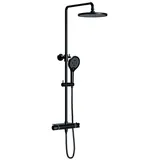 Bernstein Duschsäule Thermostat 8221 pro Schwarz inkl. Handbrause & Regenduschkopf