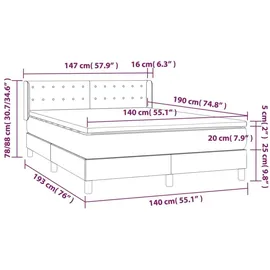 vidaXL Boxspringbett 140 x 190 cm Weiß