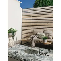 benuta Basic In- & Outdoor Teppich Flora - Mehrfarbig 80x150 cm - Floral Palmen Pflanzen Blätter Boho - Wetterfest für draussen Balkon, Terrasse, Garten - Balkonteppich, Gartenteppich, Outdoorteppich