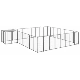 vidaXL Hundezwinger 5,5 m x 4,4 m x 1,1 m Stahl Schwarz