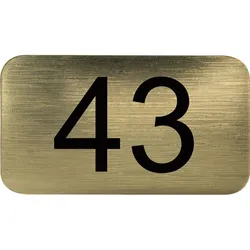 Nummernschild selbstklebend, 35 x 20 mm, Type 43, Kunststoff gold metallic