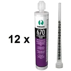 12 x Ramsauer 670 2K Silikon Klebstoff 340g Kartusche schwarz