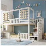 Okwish Etagenbett 90 x 200 cm Kiefer massiv weiß