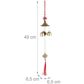 Relaxdays Windspiel 2er Set 49 x 6,5 x 6,5 cm Gold/Rot