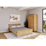 Jugendzimmer-Set HOME AFFAIRE "Juventus", beige (natur), B:249cm H:180cm T:208cm, Massivholz, Schlafzimmermöbel-Sets, Massivholz, bestehend aus Bett und Kleiderschrank