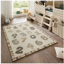 Natur Pur Teppich Natur Kids - Kinderteppich mit Zahlendesign, Rechteckig, handgetuftet weiß 160 cm x 230 cm