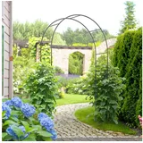 furnicato Rosenbogen Schwarz 140L x 40B x 240H cm für deinen Garten, Wetterfestes Rankgitter mit Erdspießen für Kletterpflanzen und Blumen schwarz