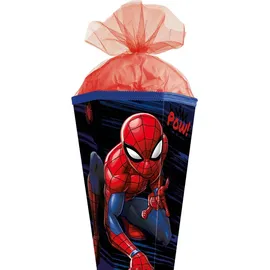 ROTH Schultüte groß Marvel Spider-Man 100 cm eckig Tüllverschluss, ROT(H)-Spitze Zuckertüte Schulanfang