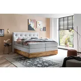 Belanoti MARBO Boxspringbett 180x200 mit Bettkasten 7-Zonen Taschenfederkern Matratze inklusive Visco Topper Bett 180x200 Eiche in der Farbe Weissg... - Weiß