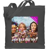 Baumwolltasche - Foto eigenem - Fotogeschenk I Geschenk Bild personalisiert I Geschenk mit Bild I Custom Photo - Unisize - Dunkelgrau - fotogeschenke kindergarten stofftasche selbst drucken druck - Einheitsgröße