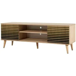 Dmora Fernsehschrank Dfantacc, Ständer für Wohnzimmerfernseher, Niedriges Wohnzimmer-Sideboard, TV-Ständerbasis, 140x40h50 cm, Eiche