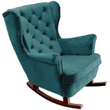 DomoHome Schaukelsessel, Petrol, Holz, Echtholz,Buche, Rechteckig, 81x102x95 cm, Wohnzimmer, Sessel, Schaukelstühle