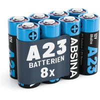 ABSINA 8x Batterie A23 Alkaline Batterien 23A mit langer Haltbarkeit 12 Volt