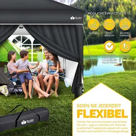 tillvex Faltpavillon 3 x 3 m inkl. 4 Seitenteile Grau