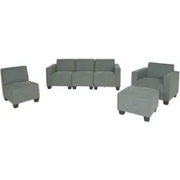 Mendler Modular Sofa-System Couch-Garnitur Lyon 3-1-1-1, Stoff/Textil ~ grau