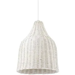 Ideal Lux Holz-Pendelleuchte HAUNT, Ø 35cm, E27 max. 60W, Weidenkorb-Schirm, Mattweiß IDEA-159256
