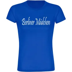 multifanshop Damen T-Shirt - Berlin blau - Berliner Mädchen - Druck weiß - Frauen