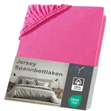 nyvi Jersey Spannbettlaken DreamScience für Matratzen bis 22 cm Höhe - Weich & Anschmiegsam, Rundumgummizug, Bügelfrei Farbe:pink;Größe:140x200 - 160x200 cm