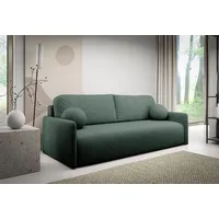 Compleo Schlafsofa kleine mit Bettkasten STYLO, Polstersofa, Breite: 206 cm, Modern Couch, Bouclé-Stoff grün