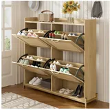stilvora Schuhschrank 108,5 x 100 x 24 cm beige / beige hochglänzend
