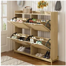 stilvora Schuhschrank 108,5 x 100 x 24 cm beige / beige hochglänzend