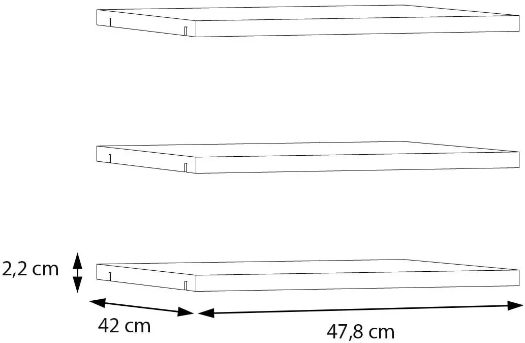Einlegeboden FORTE, grau (grau textilnachbildung), B:47,8cm H:42cm T:2,2cm, Holzwerkstoff, Einlegeböden, Einlegeboden, 3er Set Einlegeböden, B/H/T 47,8/42/2,2, einfache Montage