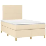 vidaXL Boxspringbett mit Matratze & LED Creme 120x190 cm Stoff