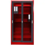 Jet-Line St. Petersburg Aktenschrank 90 x 40 x 185 cm rot dunkelgrau