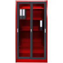 Jet-Line St. Petersburg Aktenschrank 90 x 40 x 185 cm rot dunkelgrau