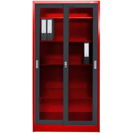 Jet-Line St. Petersburg Aktenschrank 90 x 40 x 185 cm rot dunkelgrau
