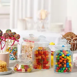 Relaxdays Relaxdays Vorratsgläser 6er Set, 1000 ml, Deckel, für Lebensmittel in Küche, Hochzeit Candy Bar Zubehör, luftdicht, klar